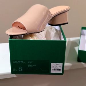 J. Crew Patent Leather Simple Slide Sandal Desert Taupe